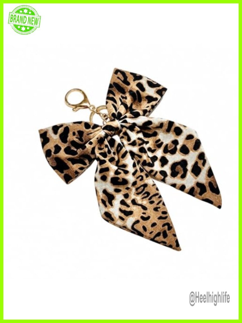 Leopard Print Bow Keychain Bag Charm Metal Spring Buckle